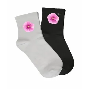 Skarpety damskie białe - KWIATY | Najnowsza kolekcja skarpe