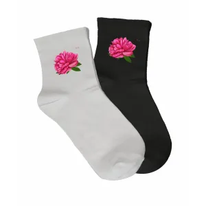 Skarpety damskie białe - KWIATY | Najnowsza kolekcja skarpe