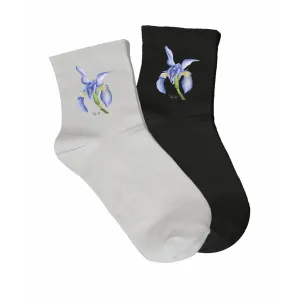 Skarpety męskie białe z kwiatowym wzorem - Eleganckie i st