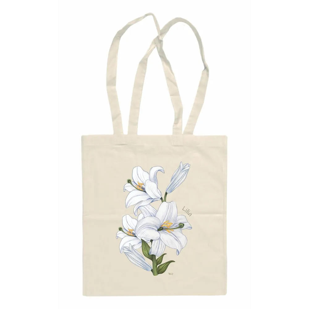 Torba bawełniana beżowa 220g z kwiatowym wzorem - Wygodna 