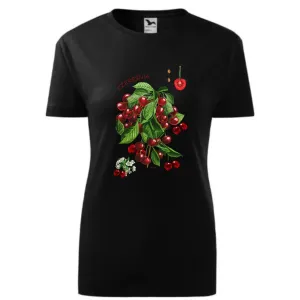 Koszulka Bawełniana Damska Czarna - OWOCE