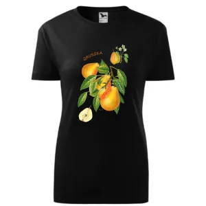 Koszulka Bawełniana Damska Czarna - OWOCE
