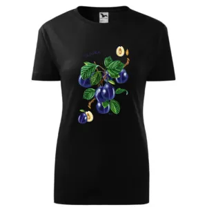 Koszulka Bawełniana Damska Czarna - OWOCE