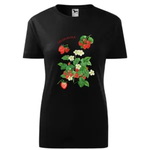 Koszulka Bawełniana Damska Czarna - OWOCE
