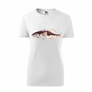 Modna koszulka bawełniana damska w białym kolorze z motywem ryb