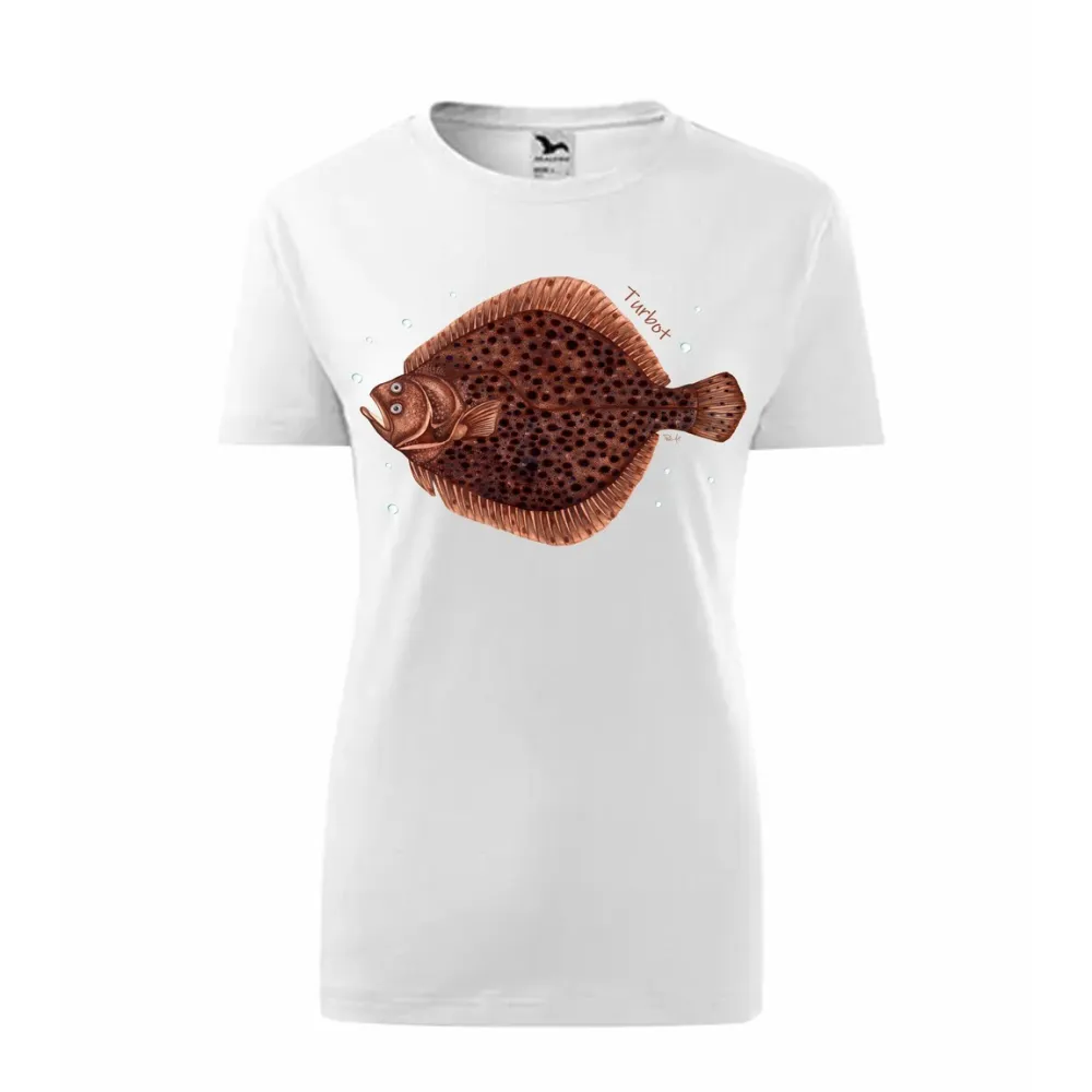 Modna koszulka bawełniana damska w białym kolorze z motywem ryb