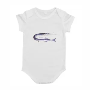 Body dziecięce białe z motywem ryb morskich