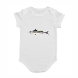 Body dziecięce białe z motywem ryb morskich