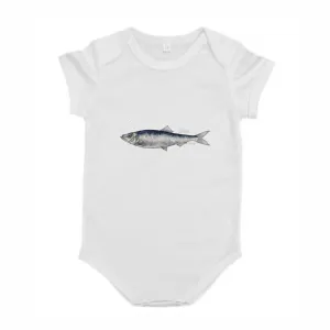 Body dziecięce białe z motywem ryb morskich