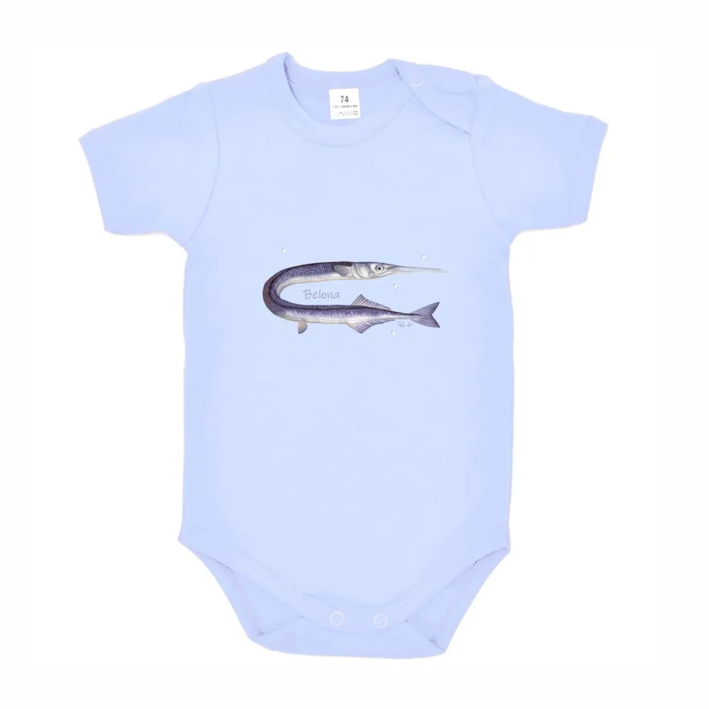 Body dziecięce niebieskie - RYBY MORSKIE dla maluchów w modnych