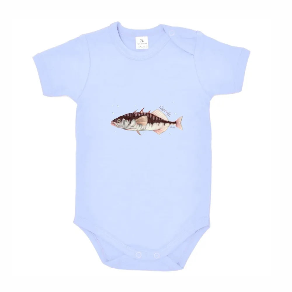 Body dziecięce niebieskie - RYBY MORSKIE dla maluchów w modnych