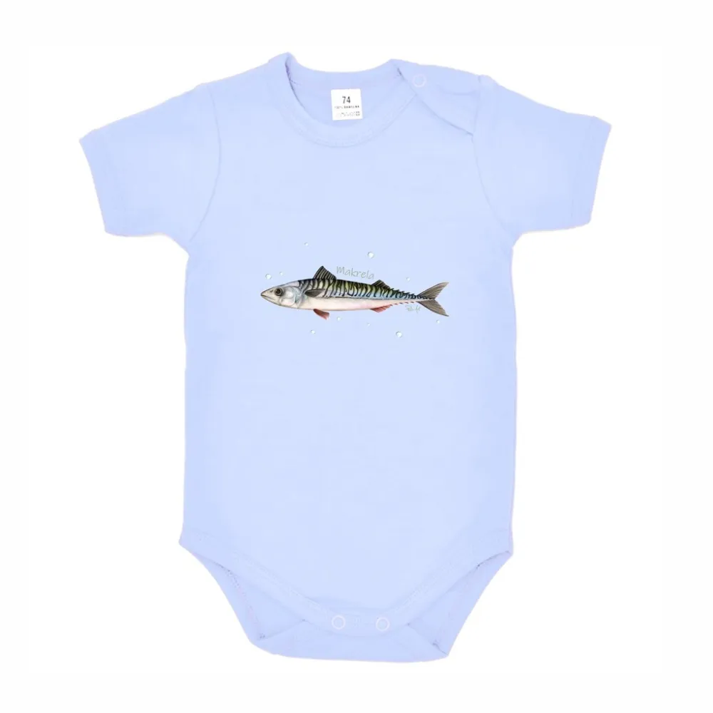 Body dziecięce niebieskie - RYBY MORSKIE dla maluchów w modnych