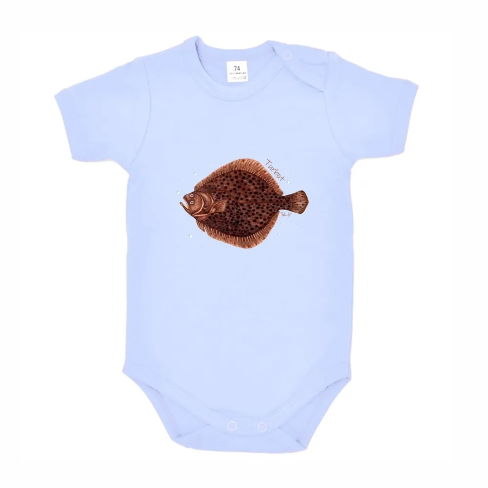 Body dziecięce niebieskie - RYBY MORSKIE dla maluchów w modnych