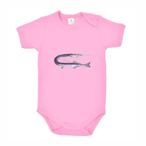 Body dziecięce różowe z motywem ryb morskich