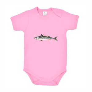 Body dziecięce różowe z motywem ryb morskich