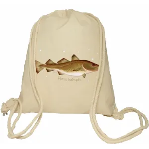 Plecak worek bawełniany Premium 37x46 naturalny - RYBY MORSKIE