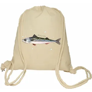 Plecak worek bawełniany Premium 37x46 naturalny - RYBY MORSKIE