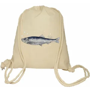 Plecak worek bawełniany Premium 37x46 naturalny - RYBY MORSKIE