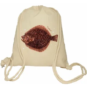 Plecak worek bawełniany Premium 37x46 naturalny - RYBY MORSKIE