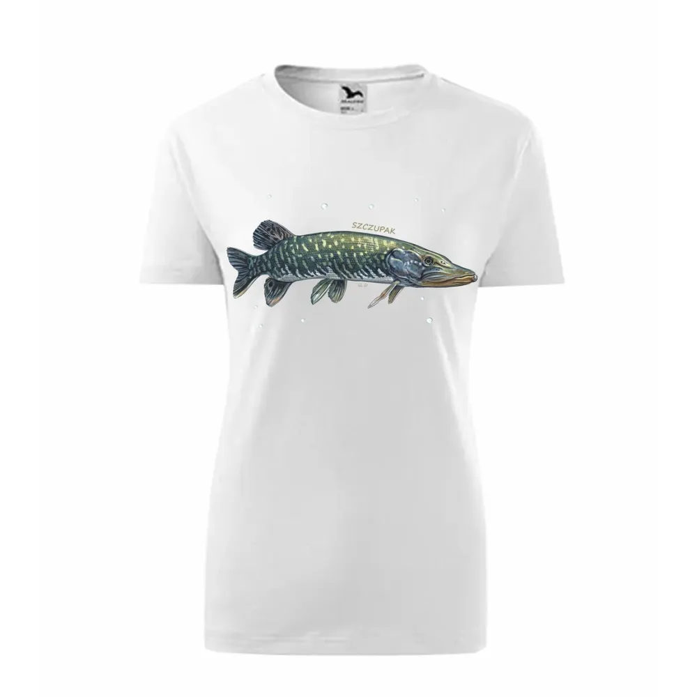 Koszulka Bawełniana Damska Biała - RYBY SŁODKOWODNE