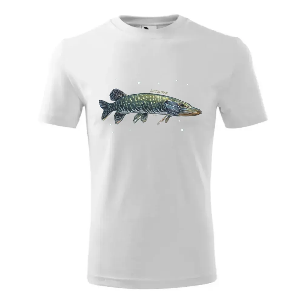 Koszulka Męska Biała Premium z Rybami Słodkowodnymi - Stylowa 