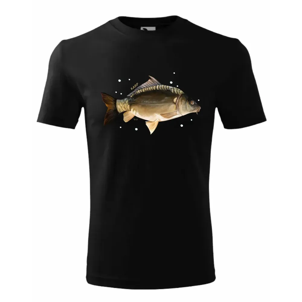 Koszulka Bawełniana Dziecięca Czarna - RYBY SŁODKOWODNE - Skle