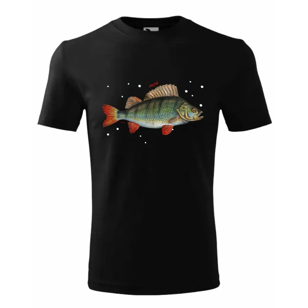 Koszulka Bawełniana Dziecięca Czarna - RYBY SŁODKOWODNE - Skle