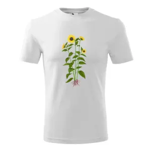 Modna Koszulka Bawełniana Męska Biała z Kwiatowym Wzorem