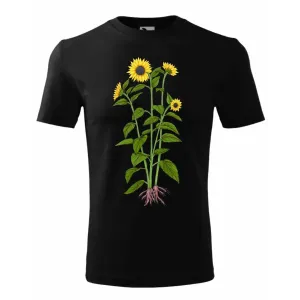 Koszulka Męska Czarna Premium z Kwiatowym Wzorem