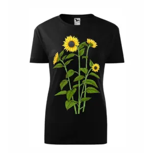 Koszulka Bawełniana Damska Czarna z Kwiatami - Modny i Wygo