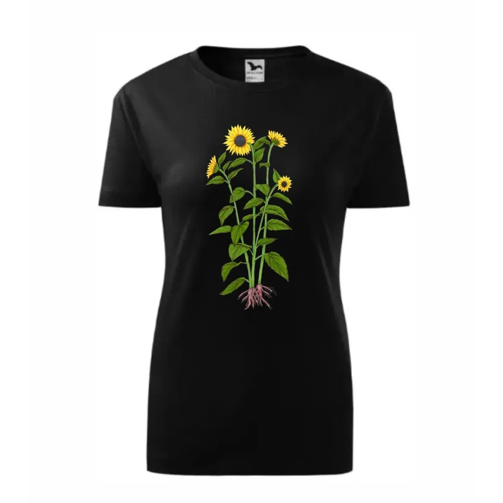 Koszulka Damska Czarna Premium z Kwiatowym Wzorem - Eleganck