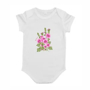 Body dziecięce białe z uroczym wzorem kwiatów