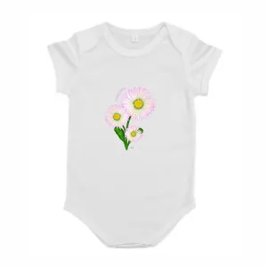 Body dziecięce białe z uroczym wzorem kwiatów