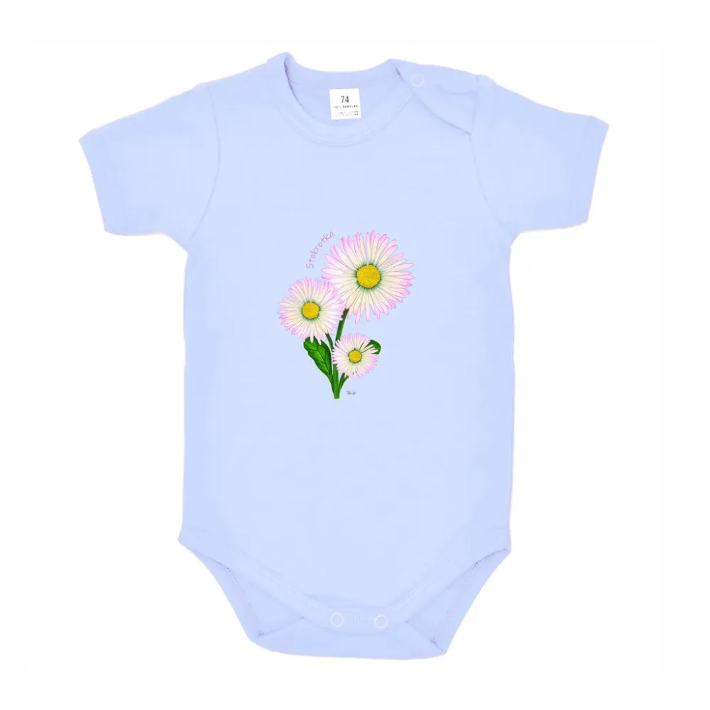 Body dziecięce niebieskie z kwiatowym wzorem - Sklep dzieci