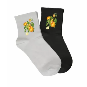 Skarpety damskie białe - OWOCE | Najwyższa jakość i wyjątkow