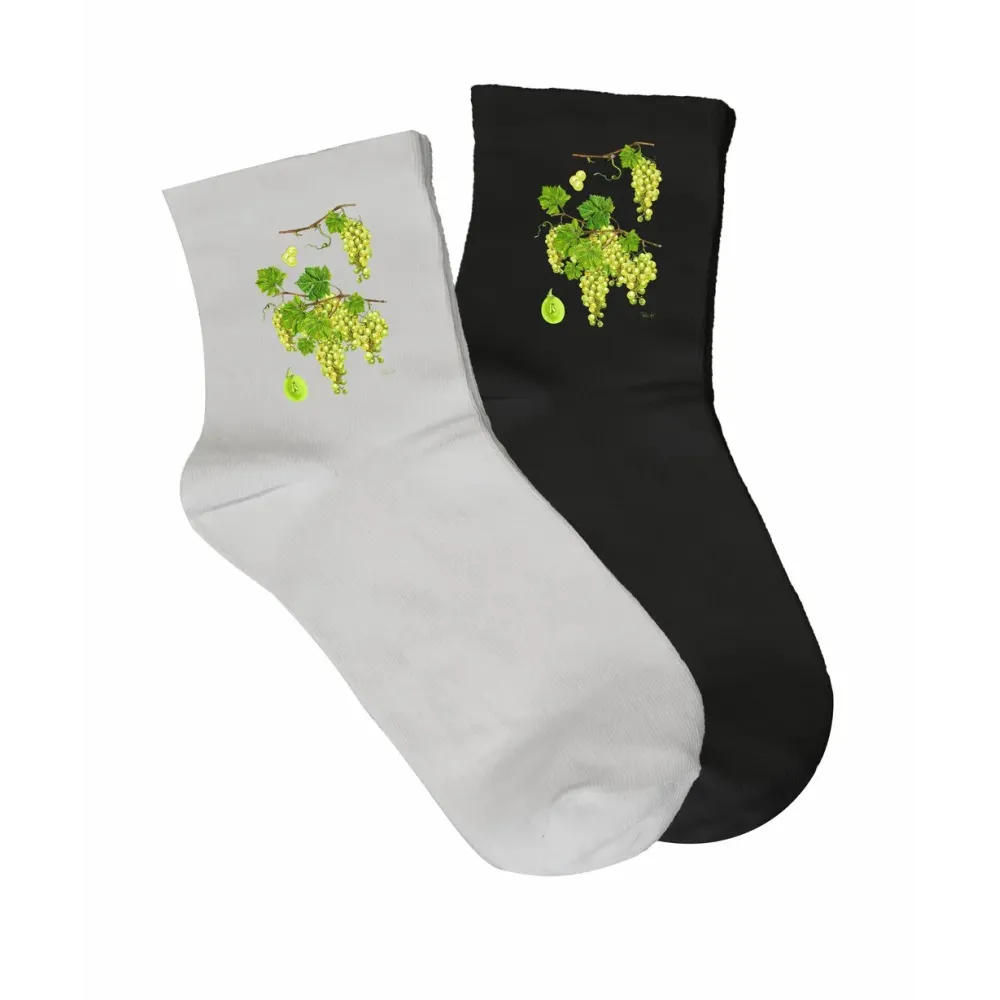 Skarpety damskie białe - OWOCE | Najwyższa jakość i wyjątkow