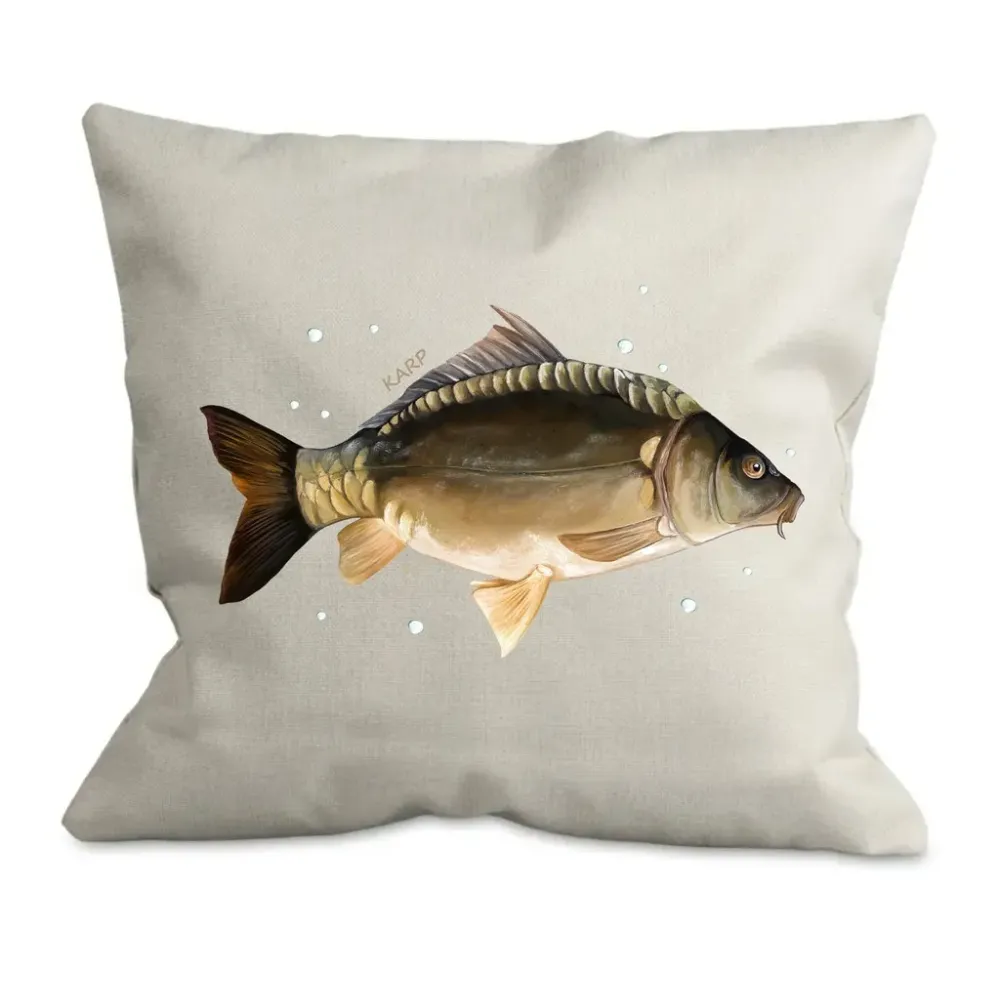 Poszewka bawełniana eco 38x38cm - RYBY SŁODKOWODNE