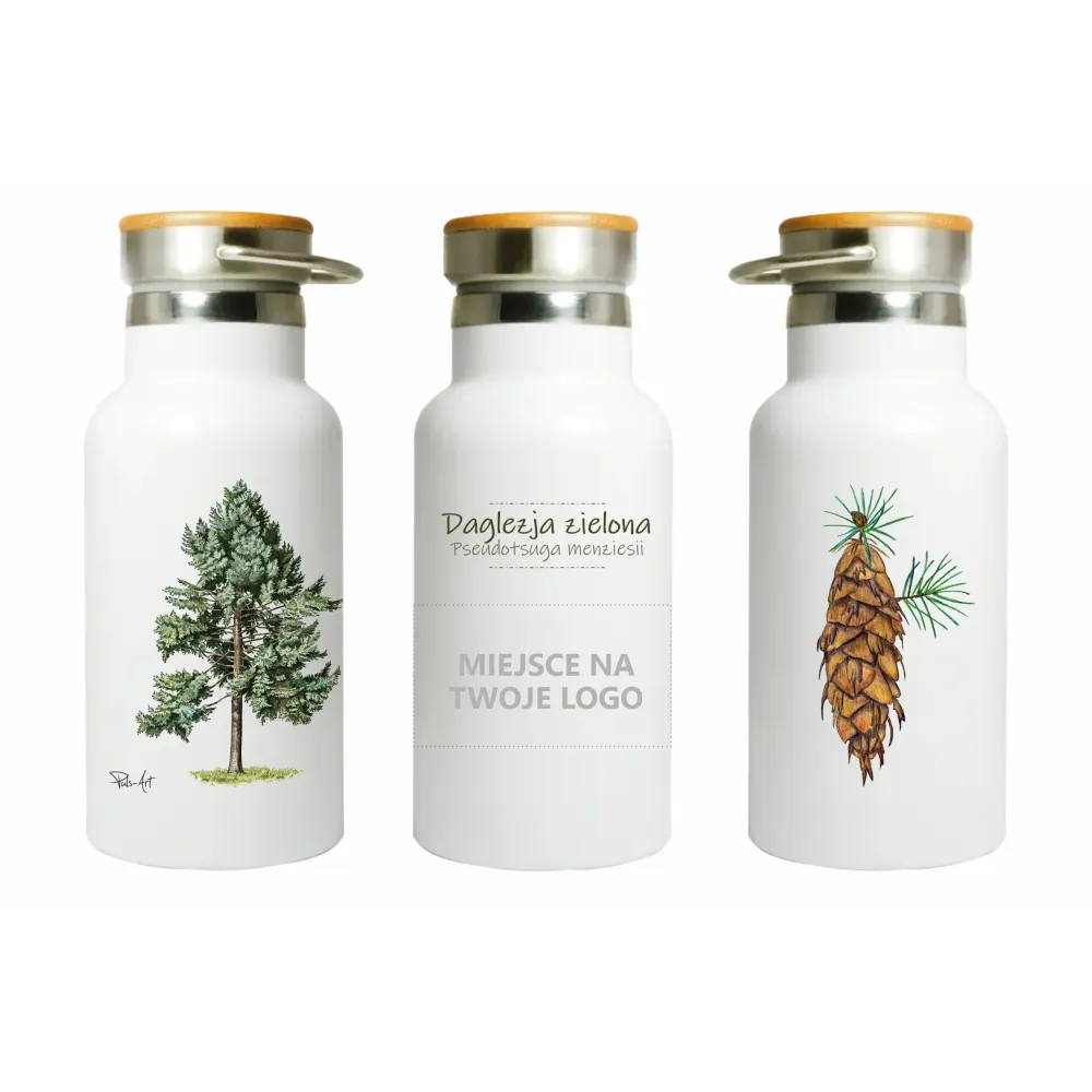 Butla stalowa termos 500 ml - Personalizacja z drewnem Daglezji