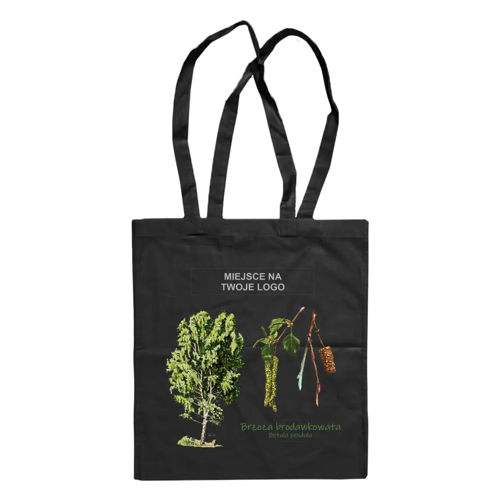 Torba bawełniana czarna 220g - DRZEWA / BRZOZA - PERSONALIZACJA