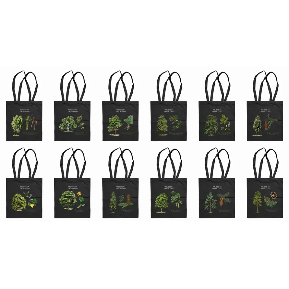 Zestaw 12 Toreb bawełnianych czarnych 220g - Personalizacja