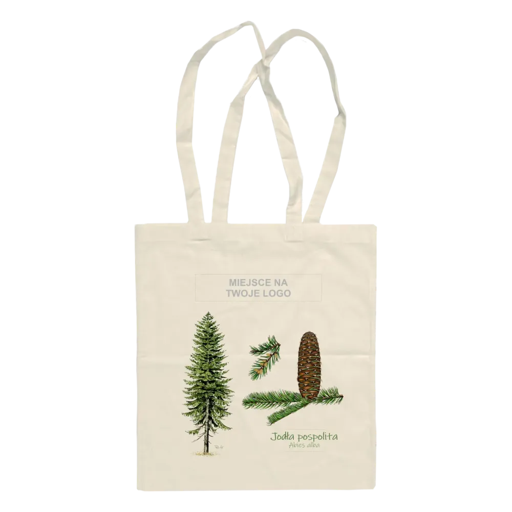 Personalizowana torba bawełniana beżowa - Drzewa/Jodła
