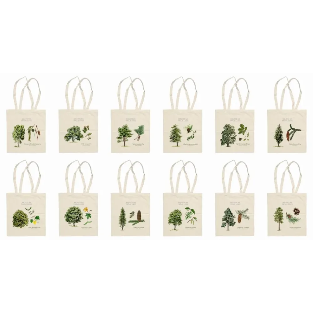 Zestaw 12 toreb bawełnianych beżowych - Personalizacja | Sklep