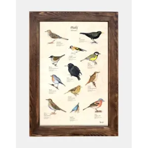 Tablica drewniana - Ptaki śpiewające | Wyjątkowa ozdoba dla mi