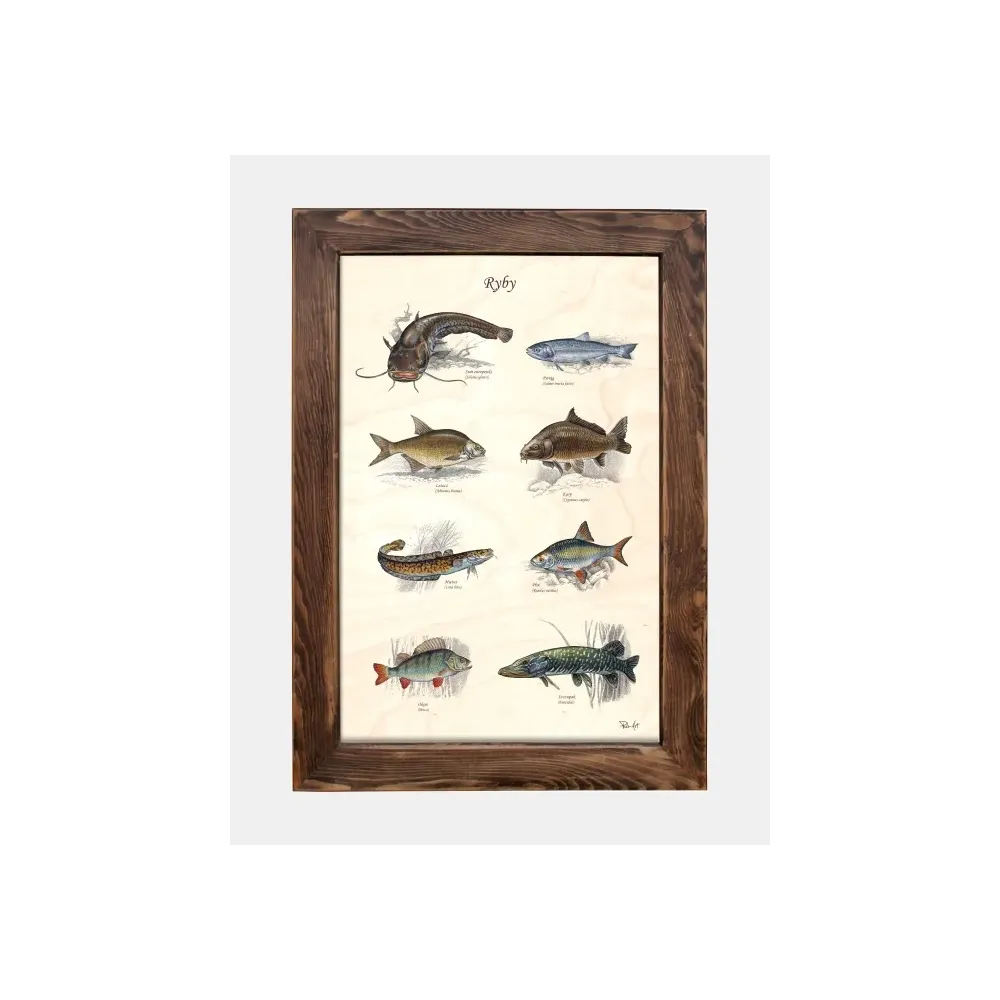 Tablica drewniana z motywem ryb - idealna dekoracja do wnętrza