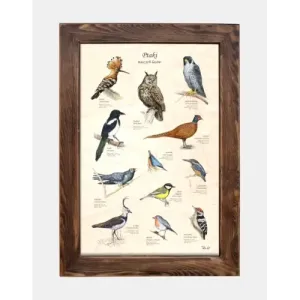 Tablica drewniana z motywem ptaków - Dekoracja ścenna