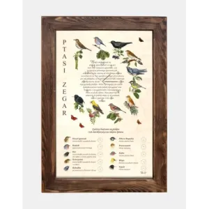 Tablica drewniana - Ptasi zegar | Dekoracyjna tablica zegarowa