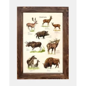 Tablica drewniana Zwierzęta III - Unikatowe ręcznie malowane oz