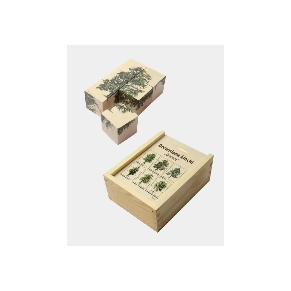 Klocki drewniane DRZEWA - Zabawki dla dzieci z naturalnego drewna