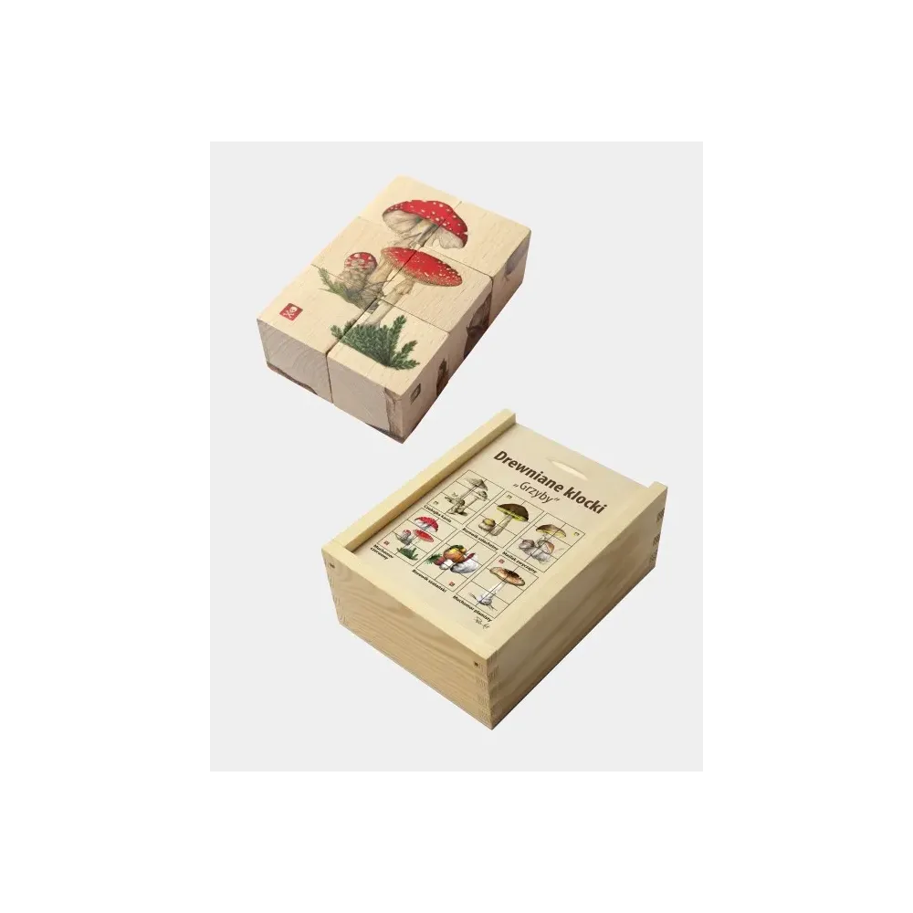 Klocki drewniane GRZYBY - Zabawki edukacyjne dla dzieci