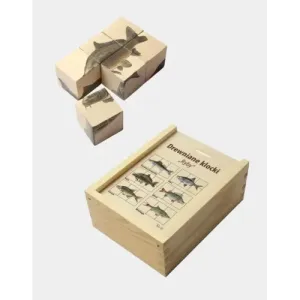 Klocki drewniane RYBY - Zabawki edukacyjne dla dzieci